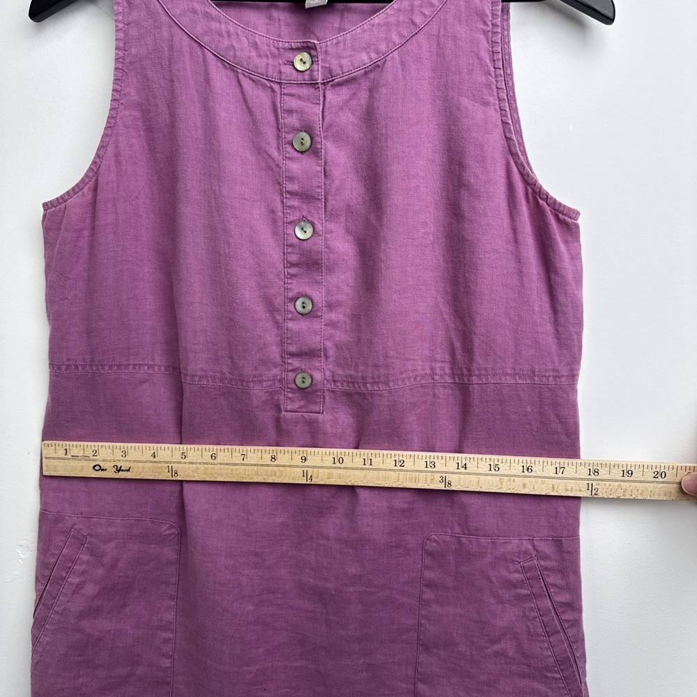 J. Jill Love Linen Maxi Dress M Pink Sleeveless Summer Button Up Preppy Womens - Picture 11 of 12